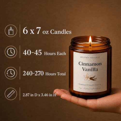 Fall Scented Candle Set of 6, 7 oz Soy Candles for Home, Autumn Gift Set - Image 4