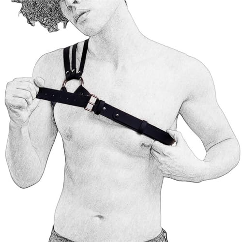 WUUDOA Leder Männer Unterwäsche & Fetisch Outfit - Punk Chest Harness für Cosplay, Party & Sexy Slave Clubwear