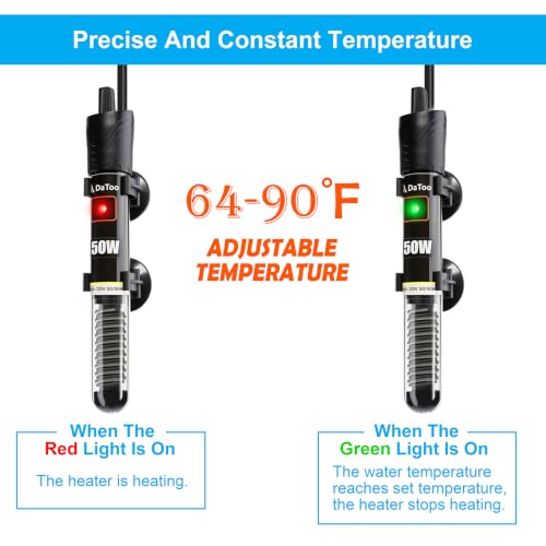 Image of DaToo Mini Aquarium Heater 200W Small Fish Tank Heater 200 Watt with Free Thermometer Sticker(200W)