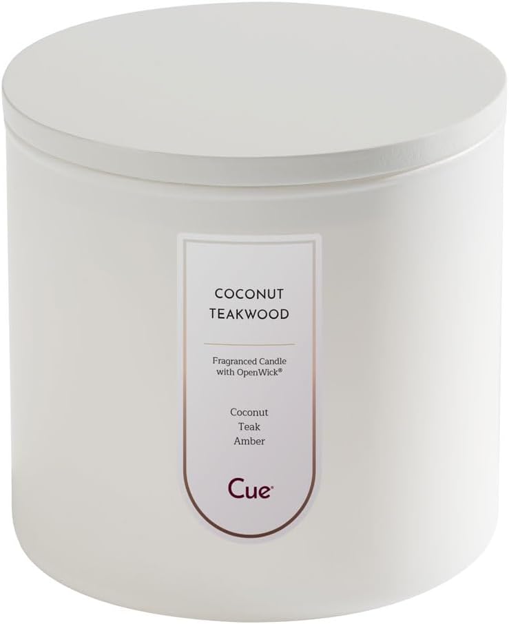 CUE Lavender Eucalyptus Scented Candle | Soy Coconut Wax Blend | Candle Gift for Women | Made in USA | 70 Hour Burn Time | 14oz White Color