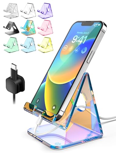 Support acrylique transparent téléphone stable pour éviter les chutes sur bureau
