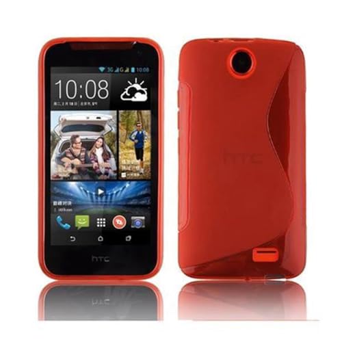 Cadorabo Hülle kompatibel mit HTC Desire 310 Schutzhülle TPU Silikon Hülle S-Line Design Slim Kratzfest Weiche Gummi mit R&umschutz Hülle Hülle für HTC Desire 310 in Rot