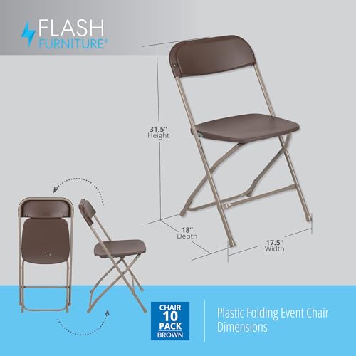 Image of Flash Furniture Hercules Plastic Folding Event Chair, Brown, 10-Pack