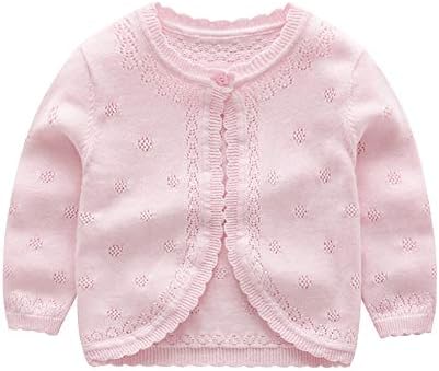 XIAOHAWANG Knitted Baby Girls Cardigan Toddler Button up Sweaters (5 Years, Pink)