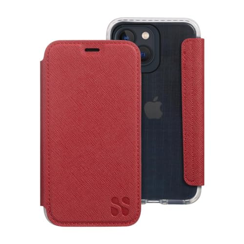 SafeSleeve EMF Blocker Slim Folio Leather Case for iPhone 15, Apple Red