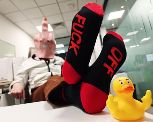 ¿Aburrido de calcetines sosos? Fuck Off Socks con mensaje divertido 3