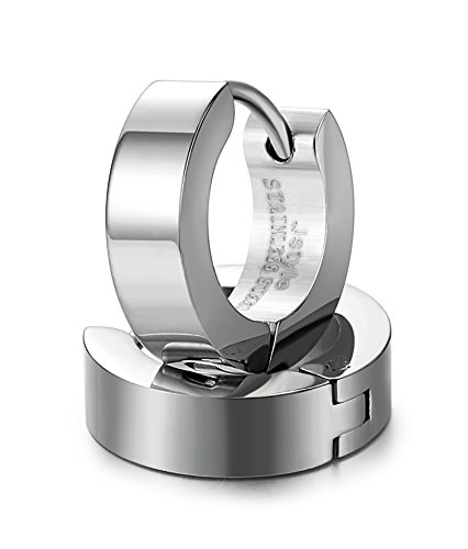Jstyle Stainless Steel Black Unique Small Hoop Earrings for Men Huggie Earrings 1 Pairs