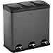 Produktbild Homra Mülleimer Küche Maxer | Mülltrennsystem 60l | Mülleimer 3 Fächer | Edelstahl Mülltonne 3x20l | Abfalleimer Küche | Treteimer 3 Inneneimern | Tretmülleimer Recyclingeimer | Papierkorb | Grau