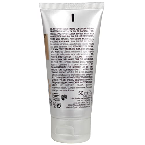 Tahe Sun Protect Crema Facial con Color y Protección Solar 50+, resistente al agua, Color Natural 02, 50 ml - imagen 2