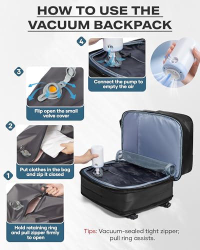 wepadre Vacuum Backpack Travel with Pump Expandable Travel Backpack with Vacuum System Vacpack Compression Backpacks Easy Vac Pack Carry on Luggage3