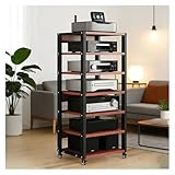 7 Niveaux Meuble HiFi, Meuble HiFi pour Platine Vinyle Rack HiFi pour Chaînes Stéréo Support Multimédia avec Hauteur Réglable for La Maison, Le Bureau Ou Le Home Cinéma(Red)