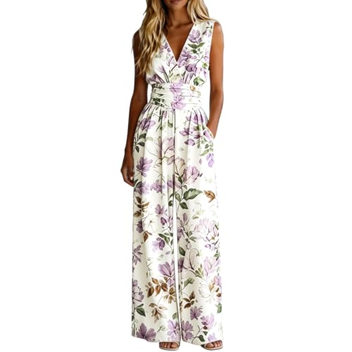 Mono de verano para mujer, ropa casual de pierna ancha con estampado para fiestas y diario