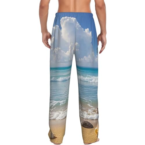 Mens Pajama Pants Beach Theme Pajama Bottom Soft Warm Sleep Pant with Pockets Lounge Pants3