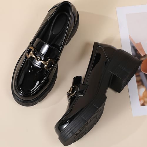 Image of Loafers for Women Chunky Platform Lug Sole Slip On Penny Loafer Shoes | Women's Classic Round Toe Loafers Business Casual Office Work Shoes Comfort Flats for Ladies Daily Dating Party School Wear