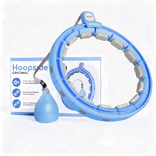 Gymside Hoopside Pro Original - Leiser Smart Hula Hoop Fällt Nicht herunter geeignet für Anfänger Hula Hoop zum abnehmen und fit Werden mit Massagenoppen 18 abnehmbare Glieder (Blau)