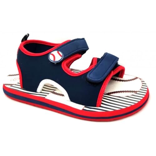 Generico De Fonseca SANDALI CON DOPPIO STRAPPO IN GOMMA per mare piscina spiaggia bambino mod. BASE B5 (BLU, Sistema Taglie Calzature EU, Adolescente, Uomo, Numero, Media, 34)