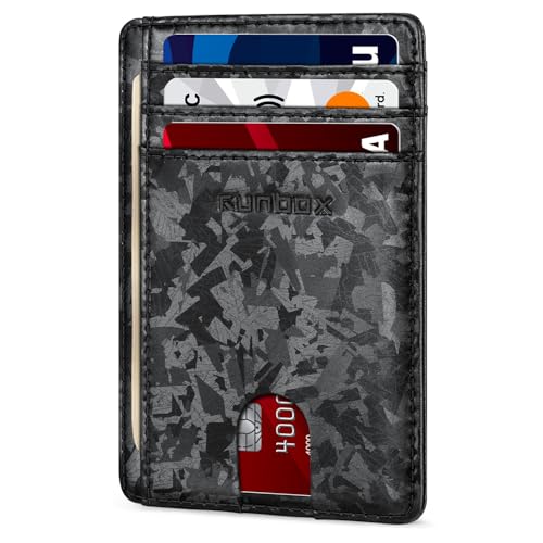 Image of RUNBOX Slim Minimalist Front Pocket RFID Blocking Leather Wallets for Men and Women Card Holder Wallets Gifts for men