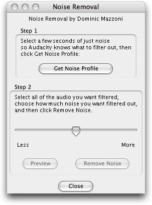 Audacity Noise Removal dialog box