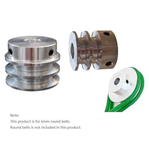 CHANCS Aluminiumlegierung Doppelnut-Riemenscheibe 30mm OD 14mm Fester Durchmesser Riemenscheibe für Motorwellenbohrmaschine 6mm(1/4) PU Rundriemen
