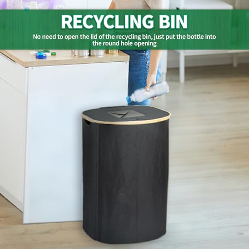 MOWETOO 110L Pfandflaschen Sammelbehälter mit Deckel & 2 abnehmbaren Tragetaschen, Groß Pfandflaschen Aufbewahrung, Behälter Leergut & Altglas Aufbewahrung, Küche Abstellraum Flaschentasche