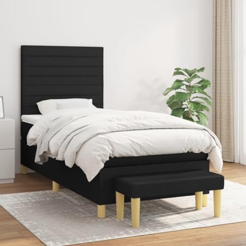 Frdhee Cama con somier, con colchón negro, 90 x 200 cm, tela, cama de suelo para estudio, fácil montaje