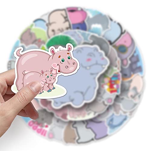 Hippo Stickers |50Pcs Hippo Waterproof Vinyl Decals for Water Bottles Laptop Luggage Cup Computer Mobile Phone Skateboard