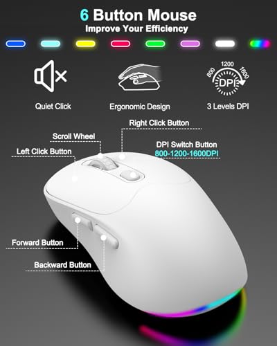 Image of Wireless Keyboard and Mouse Combo, 7 Backlit Effects, Light Up Letters, Rechargeable, Phone Holder, 6 Button Mouse, Ergonomic Tilt Angle, 2.4GHz Silent USB Keyboard Mouse for Laptop, PC