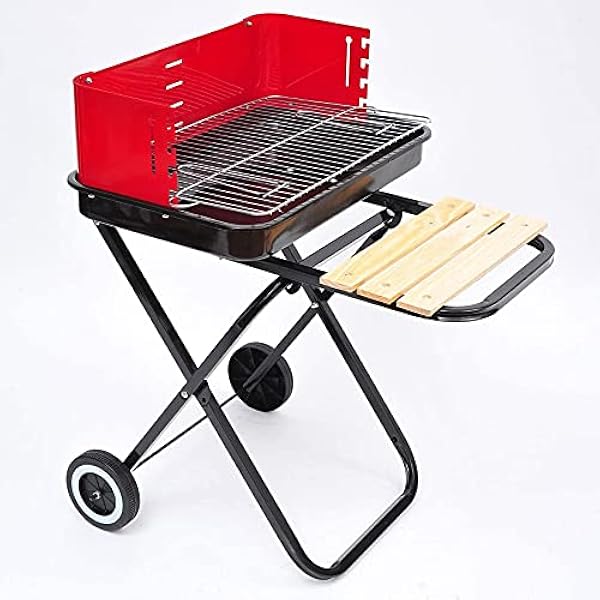 Foldable Barbecue Grill Cooking Charcoal Trolley with Wheels,Portable Small Grill Folding Charcoal Barbecue Grill Mini Grill Camping Grill,for Outdoor Garden Picnics BBQ