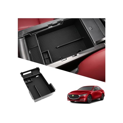 Ruiya 2019-2025 2026 Mazda3 Center Console Organizer for Mazda3 Hatchback/Sedan Accessories ABS Material Armrest Console Organizer Compatible with 2019-2022 2023 2024 2025 2026 Mazda Mazda3
