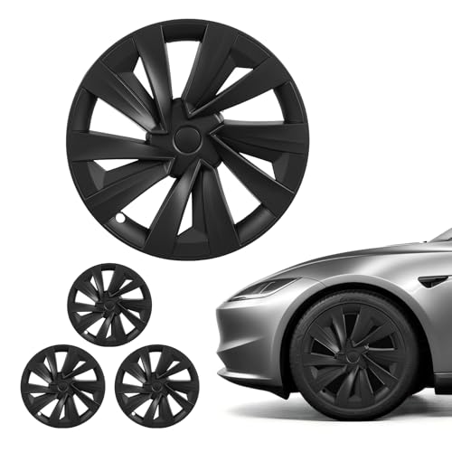 VEVOR 4x Radkappen für Tesla Model Y 2025 19 Zoll Radzierblenden aus ABS Kunststoff Radblenden 4er Set mit 10 Speichen & Snap-On-Montage Design R19 Radabdeckungen für Deko & Daubschutz Mattschwarz