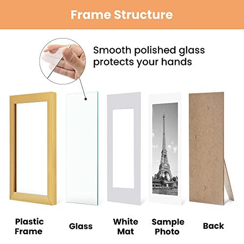 Upsimples 8X10 Picture Frame Set Of 10, Display Pictures 5X7 With Mat Or 8X10 Without Mat, Multi Photo Frames Collage For Wall Or Tabletop Display, Gold #TOP3