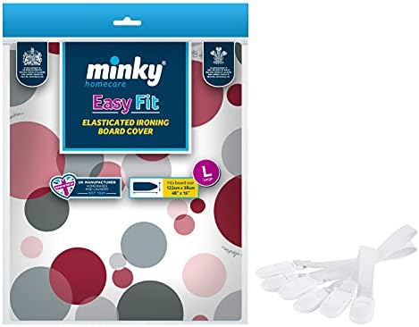 Minky SmartFit Reversible Ironing board cover + Ironing Board Clips Bundle