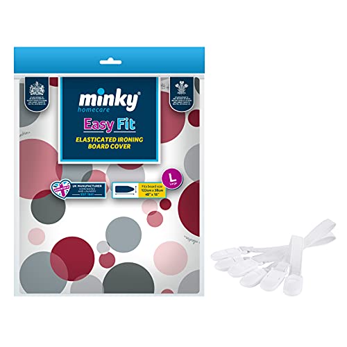 Minky Easy Fit Ironing board cover + Ironing Board Clips Bundle, 122 x 38 cm
