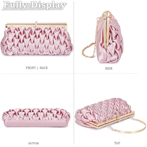 Image of Classic Satin Clutch Bag Diamante Embellished Formal Evening Handbag for Wedding Prom Party Purses