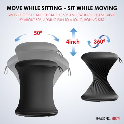 Image of Wobble Stool - Ergonomic Stool for Active Sitting - Balancing Chair with Anti-Slip Base - Height Adjustable 21-25 inch (Black)