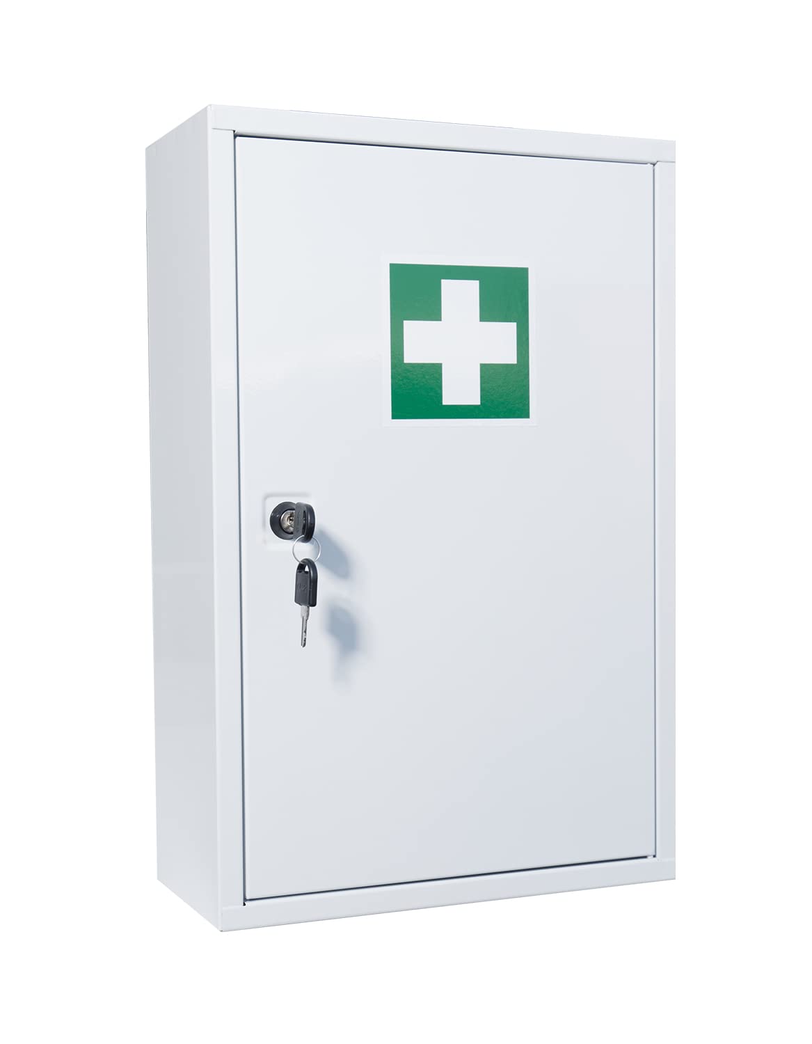 Armadietto di pronto soccorso a norma DIN 13157:2021, armadietto di pronto soccorso a 3 scomparti, chiusura di sicurezza - metallo, 46 x 30 x 14 cm - armadietto di pronto soccorso sospeso