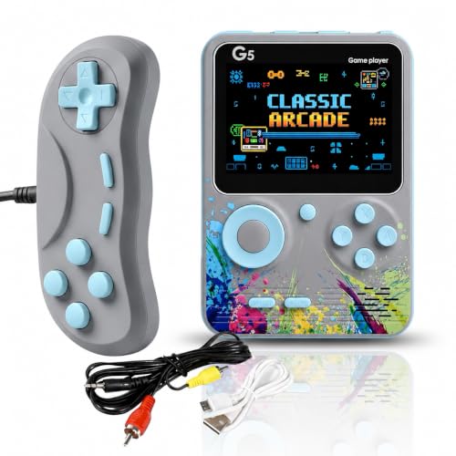 Image of Toys for Boys / Girls 7-14 Years | Video Game for Kids 10 to 15 Years | G5 Rechargeable Pocket Handheld Gaming Console 500 in 1 Retro Games Box, 2 Player TV Output (Gray)