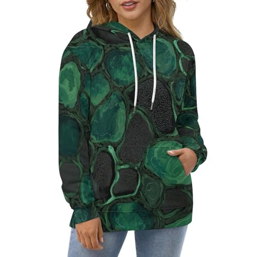 Hoodies hip hop imprimé patchwork abstrait sweat à capuche 3D vert et noir