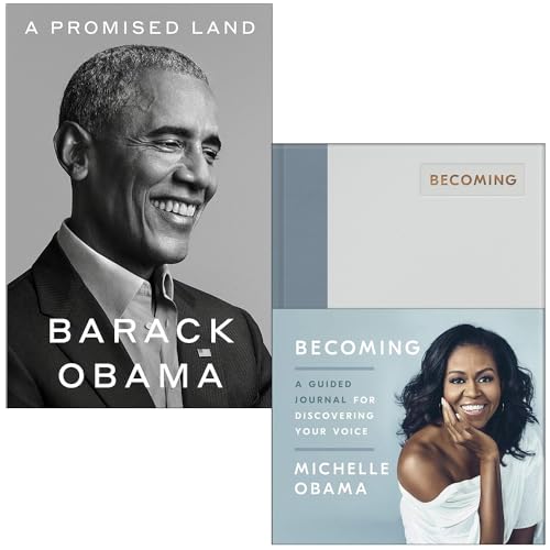 A Promised Land By Barack Obama & Becoming: A Guided Journal for Discovering Your Voice By Michelle Obama 2 Books Collection Set