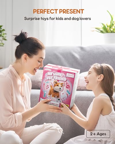 Airbition Plush Toy Dog for Girls, Interactive Dog Puppy Toys Gifts for 2 3 4 Year Old Toddler Kids, Walking, Barking, Tail Wagging, Remote Control Realistic Stuffed Animal, 11 Accessories