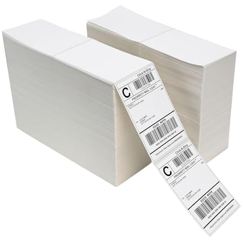 L LIKED 8000 Fanfold 4 x 6 Thermal Labels, with Perforated Line Shipping Labels, Compatible with Zebra & Rollo Printer, White, Commercial Grade Cover