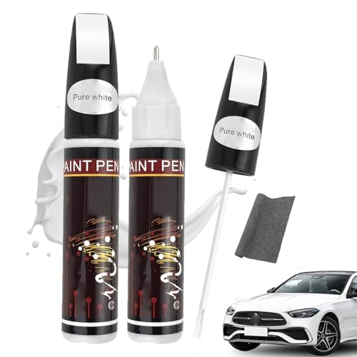 Reparador de Reparador Arañazos Coche,Blanco Rotulador Arañazos Coche,Reparación de Rayones de Coche 2-en-1,Bolígrafo Quita Arañazos Coche,Cubre y Repara Pequeños Rayones en tu Auto Bicicleta,2 Piezas
