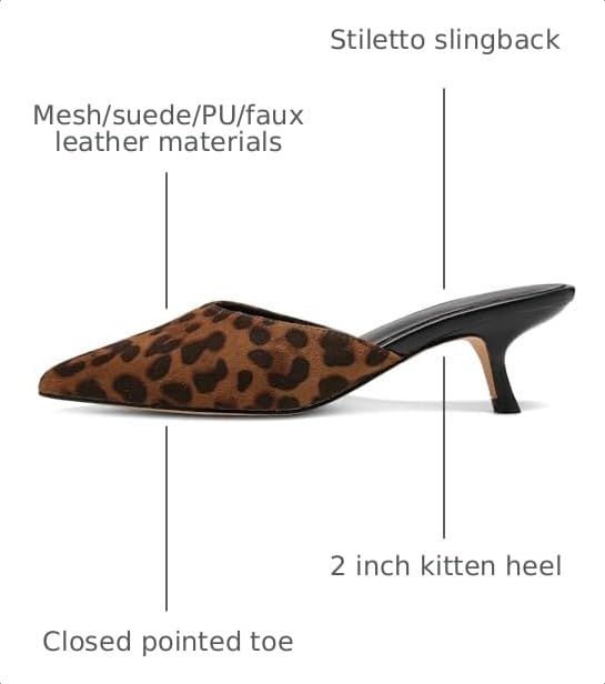 Image of Riekhany Women Kitten Heels Mules Closed Pointed Toe Slip on Stiletto Pumps
