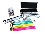 Classic American Mahjong Game Set (Mahjongg) in Metal Case 166 Tiles with Racks Chips Dice and Instructions