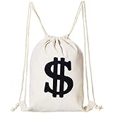 YAROMO Halloween Money Backpack Bag Robber Costume - Large Halloween Drawstring Pouch with Dollar Sign for Party Favors