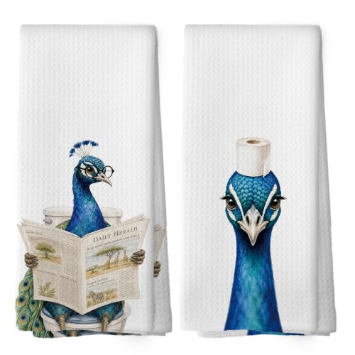 Mcehtle Peacock Hand Towels for Bathroom, 16x24 Inch, Set of 2