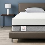 HOMCOM Matratze 140x200cm H3 mittelfest 20 cm Höhe Ergonomisch, Atmungsaktiv Matratze aus Gel-Memory-Schaumstoff, mit abnehmbarem, waschbarem Bezug, Öko-Tex & CertiPUR Zertifiziert