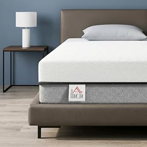 HOMCOM Matratze 140x200cm H3 mittelfest 20 cm Höhe Ergonomisch, Atmungsaktiv Matratze aus Gel-Memory-Schaumstoff, mit abnehmbarem, waschbarem Bezug, Öko-Tex & CertiPUR Zertifiziert