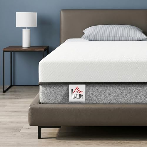 HOMCOM Matratze 140x200cm H3 mittelfest 20 cm Höhe Ergonomisch, Atmungsaktiv Matratze aus Gel-Memory-Schaumstoff, mit abnehmbarem, waschbarem Bezug, Öko-Tex & CertiPUR Zertifiziert