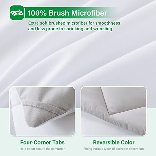 Cosybay Bed In A Bag Queen Reversible Comforter Sets 7Pcs All Season Down Alternative Bedding Sets White And Light Grey With Comforter, Pillow Shams, Flat Sheet, Fitted Sheet And Pillowcase #TOP3